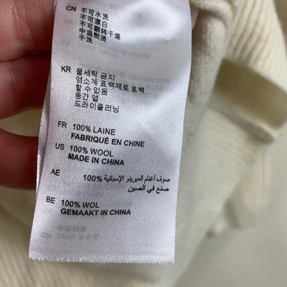 Sandro Paris Women’s Ivory 100% Wool Turtleneck Sweater Size Medium Minimalist - Picture 6 of 7